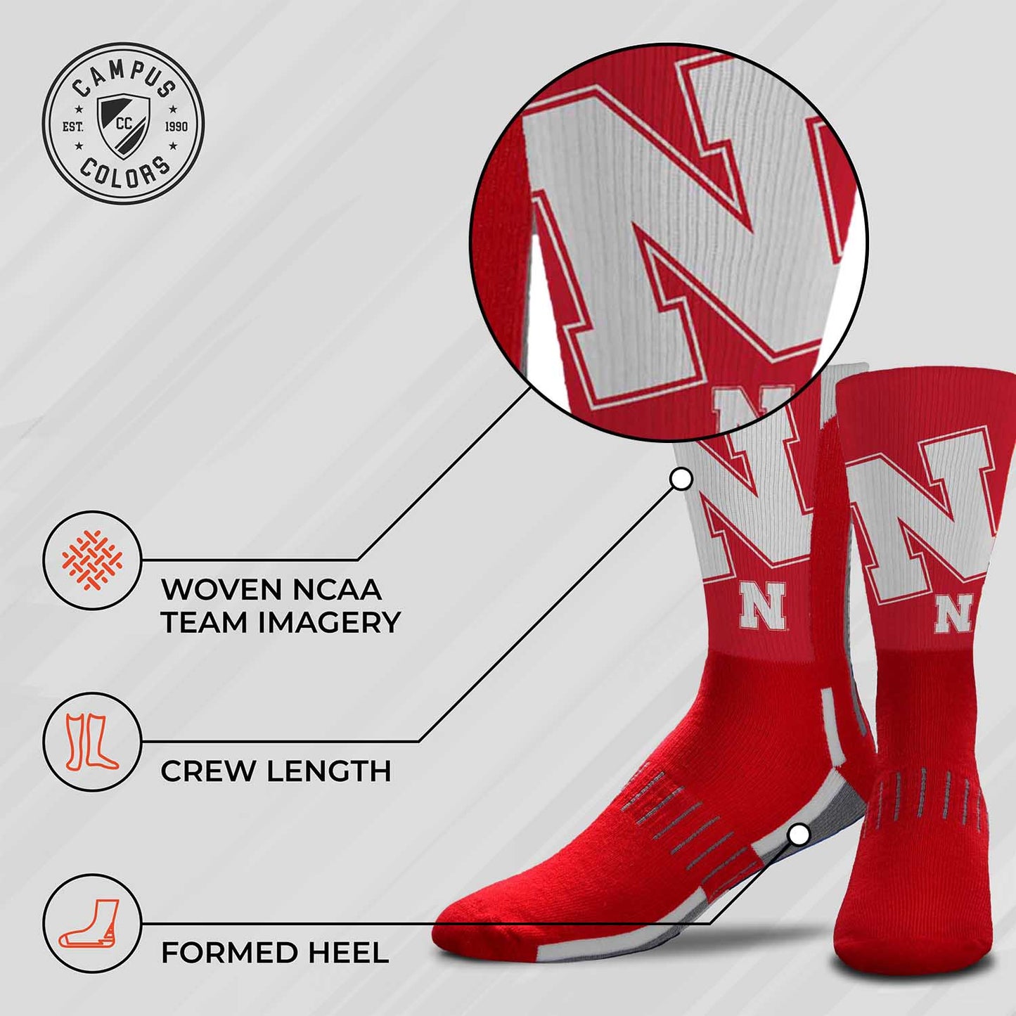 Nebraska Cornhuskers NCAA Youth University Socks - Crimson