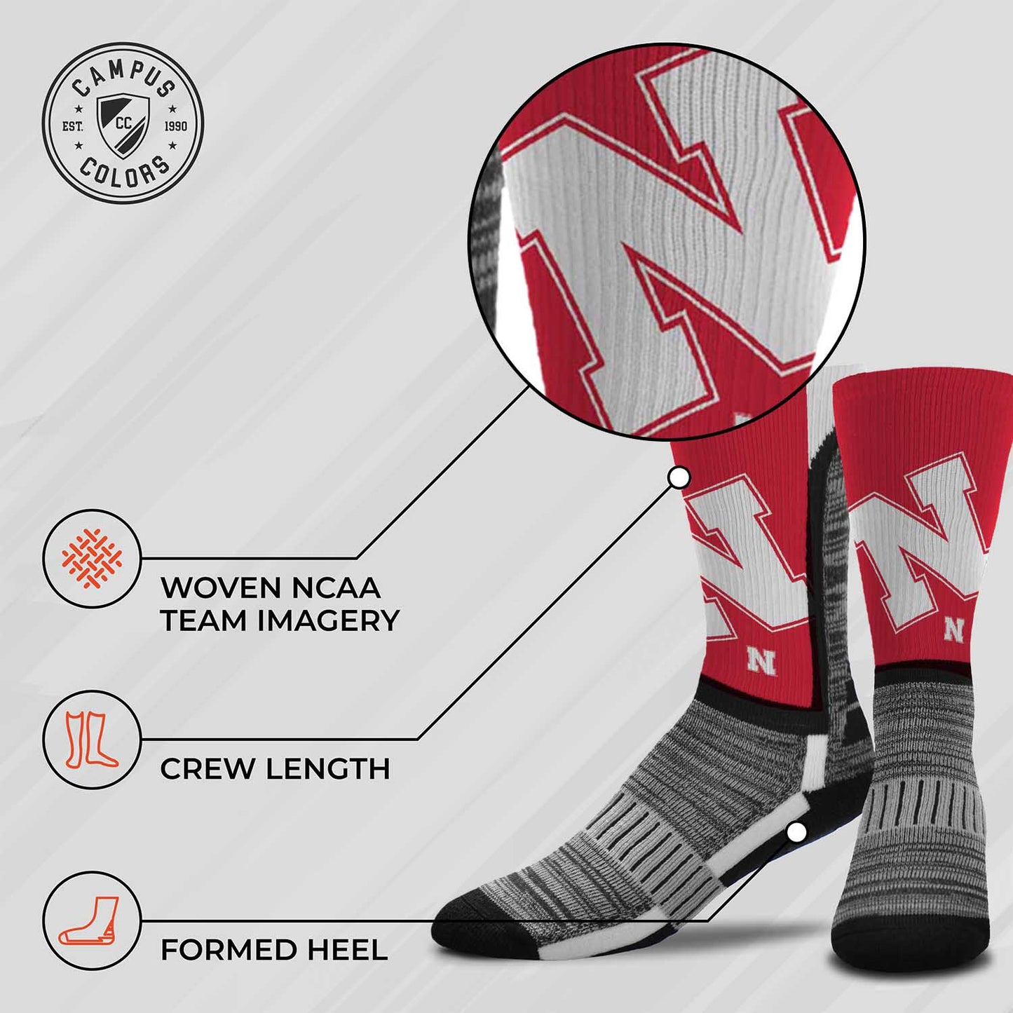 Nebraska Cornhuskers NCAA Youth University Socks - Red