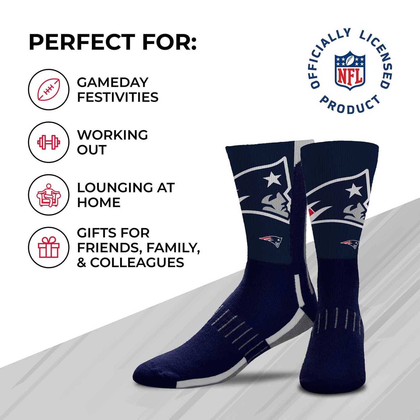 New England Patriots NFL V Curve  Socks - Indigo/Navy