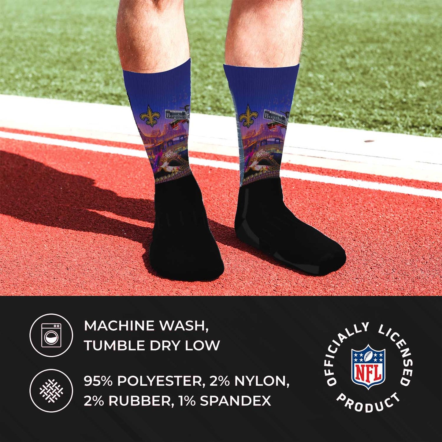 New Orleans Saints NFL Adult Zoom Location Crew Socks - Black