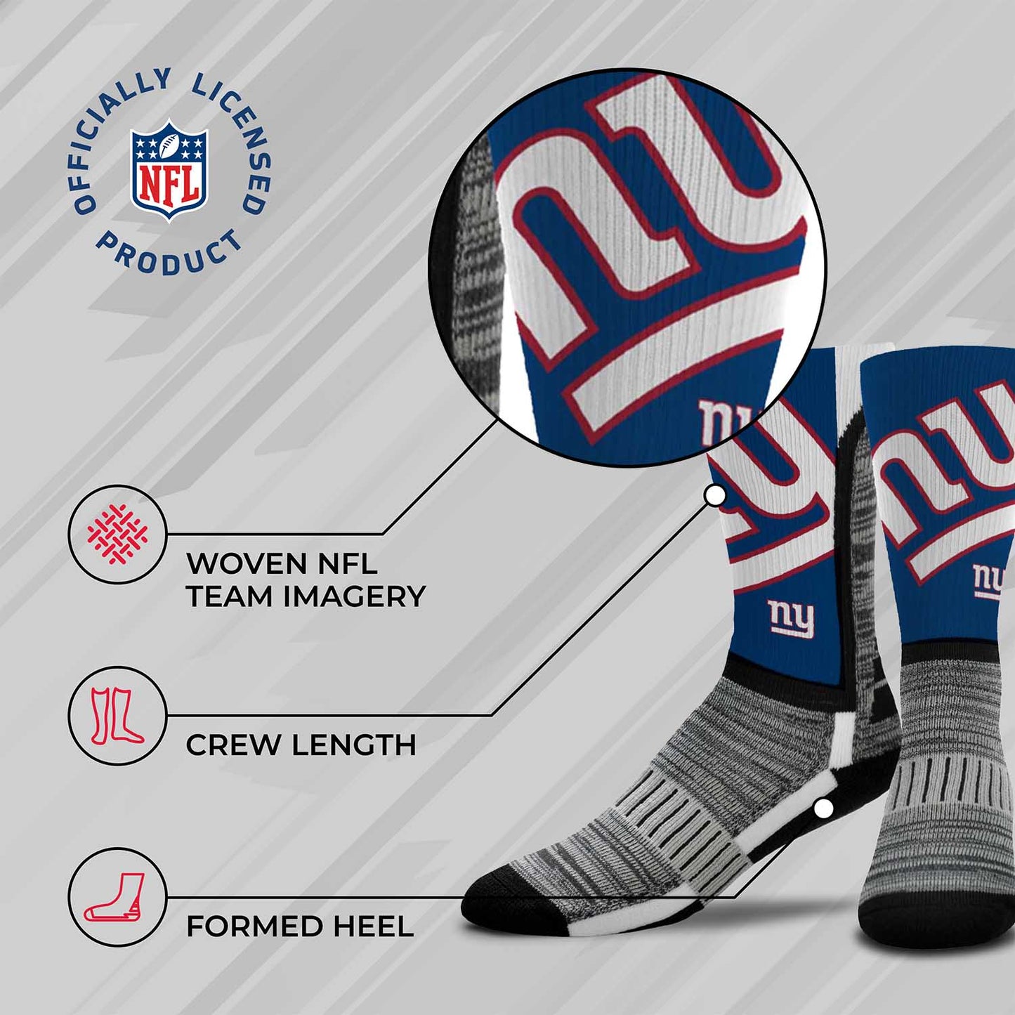 New York Giants NFL Youth V Curve Socks - Blue