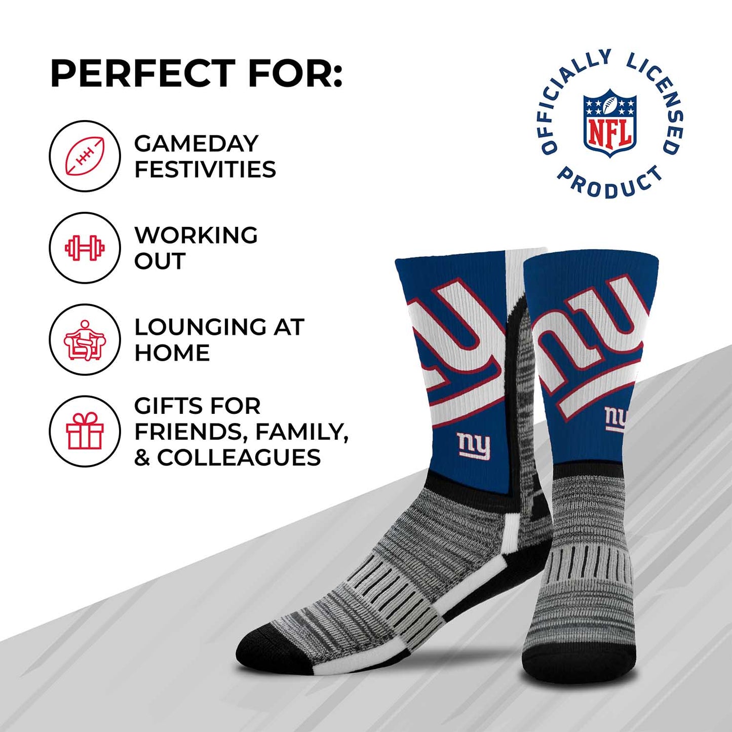 New York Giants NFL Adult Curve Socks - Blue
