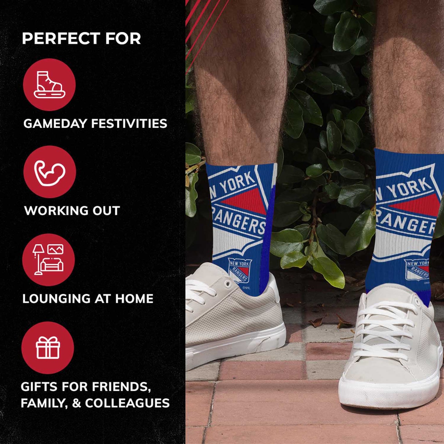 New York Rangers Youth NHL Zoom Curve Team Crew Socks - Royal