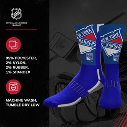 New York Rangers Youth NHL Zoom Curve Team Crew Socks - Royal
