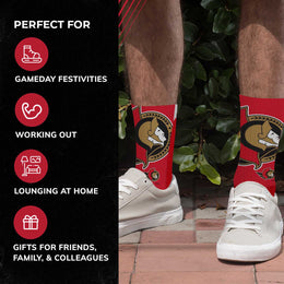 Ottawa Senators Adult NHL Zoom Curve Team Crew Socks - Red