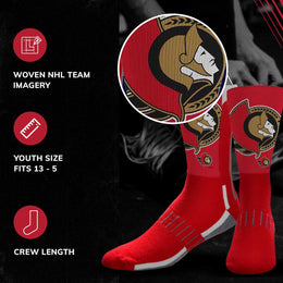 Ottawa Senators Adult NHL Zoom Curve Team Crew Socks - Red