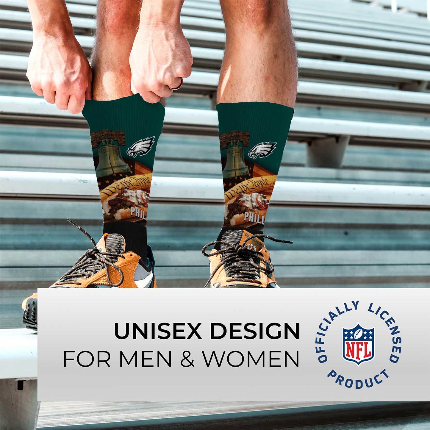 Philadelphia Eagles NFL Adult Zoom Location Crew Socks - Black