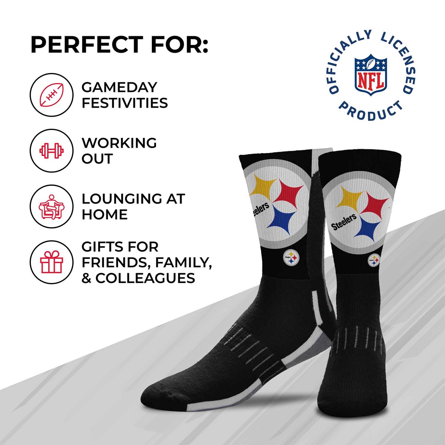 Pittsburgh Steelers NFL V Curve  Socks - Team Color