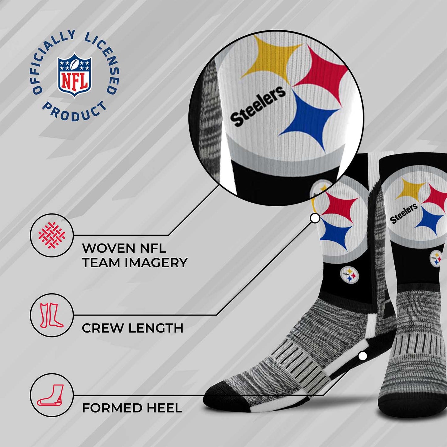 Pittsburgh Steelers NFL V Curve  Socks - Black