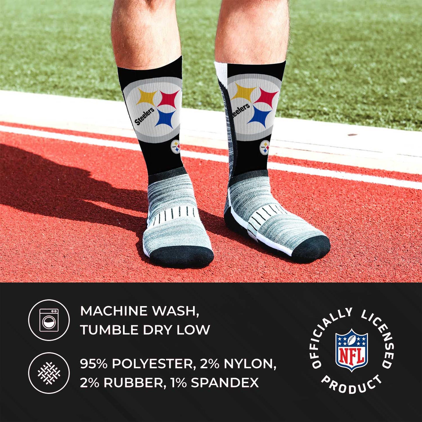 Pittsburgh Steelers NFL V Curve  Socks - Black