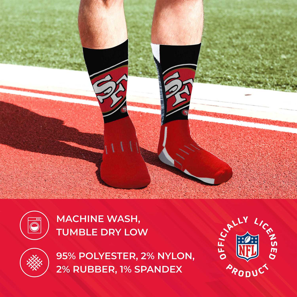 San Francisco 49ers NFL V Curve  Socks - Red