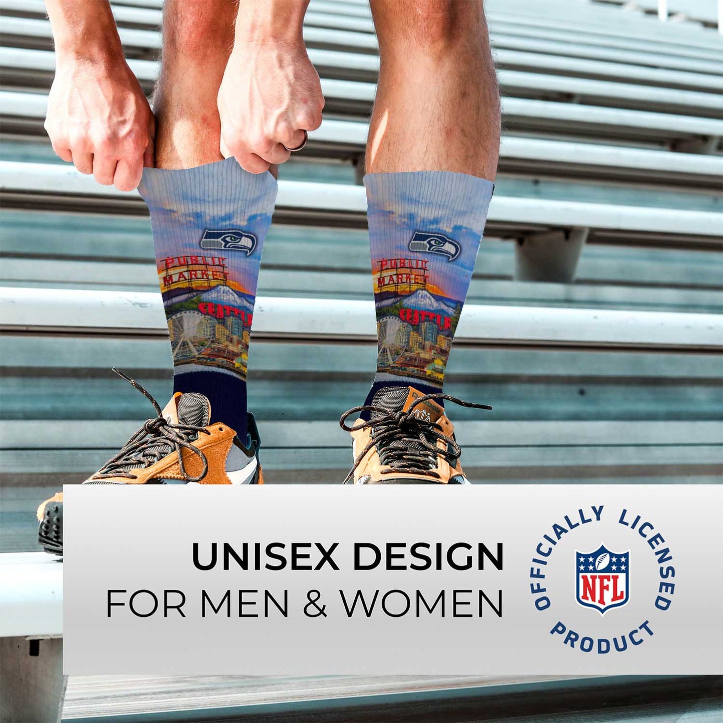 Seattle Seahawks NFL Adult Zoom Location Crew Socks - Navy