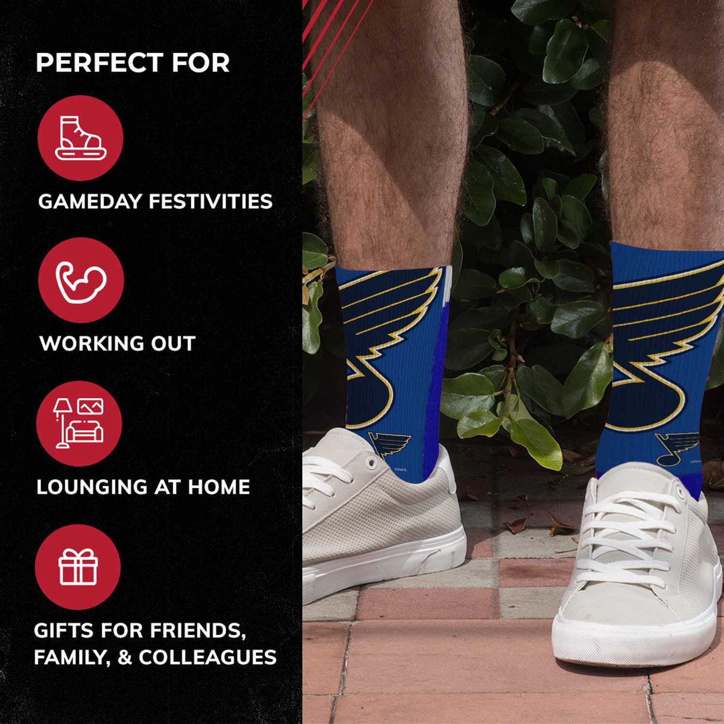 St. Louis Blues Adult NHL Zoom Curve Team Crew Socks - Royal
