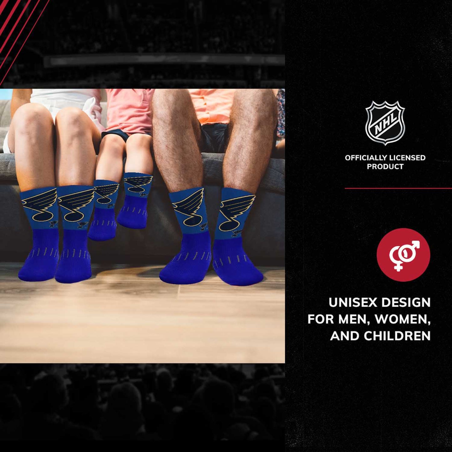 St. Louis Blues Youth NHL Zoom Curve Team Crew Socks - Royal