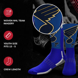 St. Louis Blues Youth NHL Zoom Curve Team Crew Socks - Royal