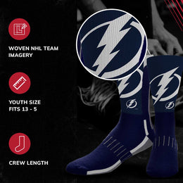 Tampa Bay Lightning Youth NHL Zoom Curve Team Crew Socks - Navy