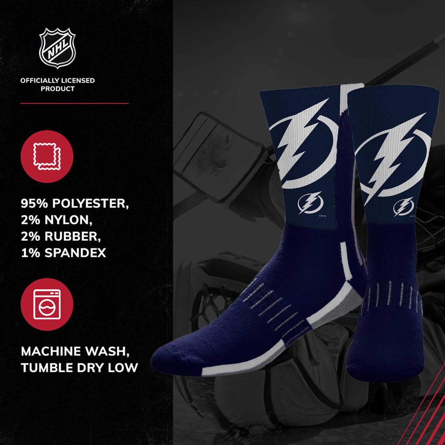 Tampa Bay Lightning Youth NHL Zoom Curve Team Crew Socks - Navy