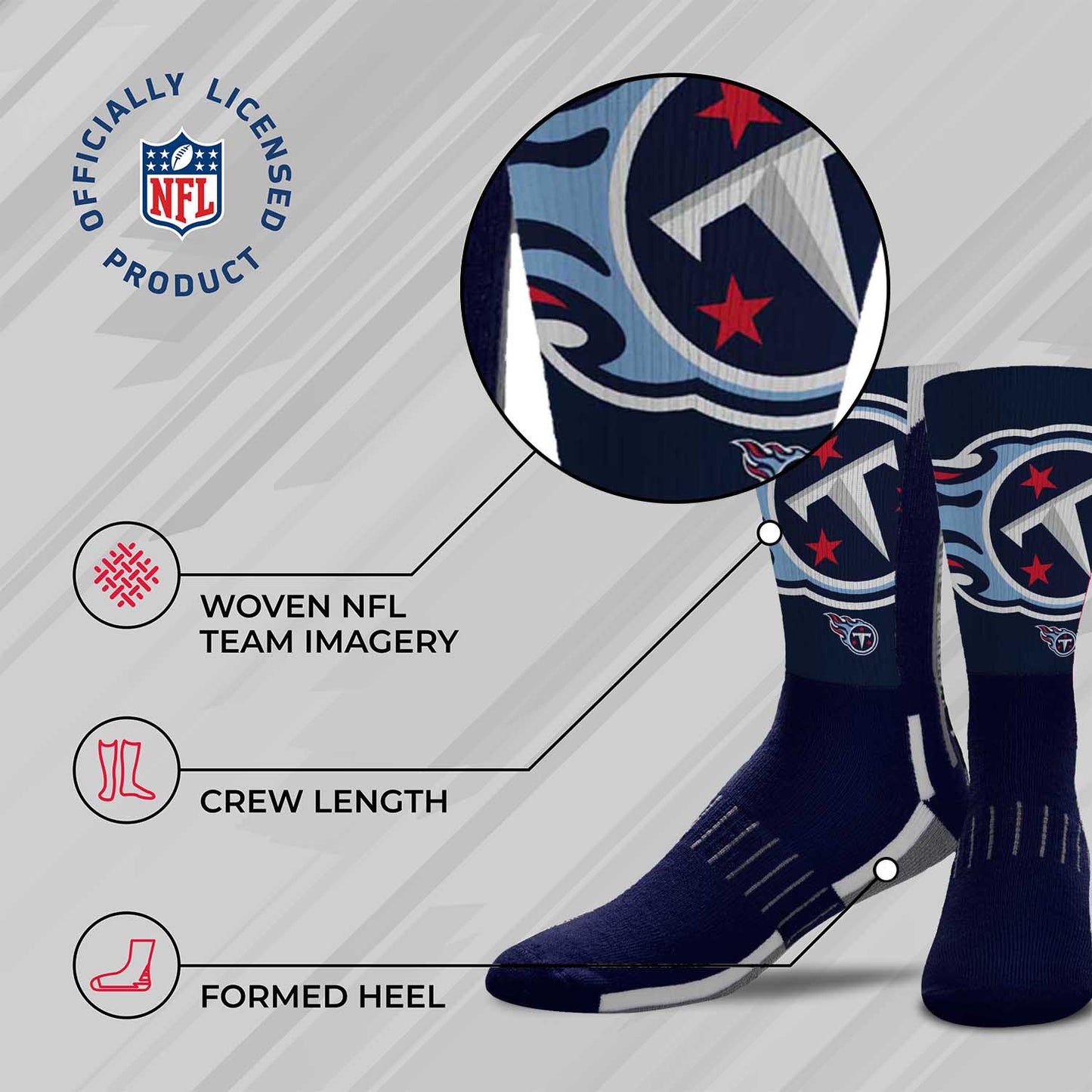 Tennessee Titans NFL Youth V Curve Socks - Team Color