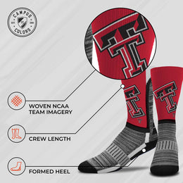 Texas Tech Red Raiders NCAA Adult State and University Crew Socks - Red