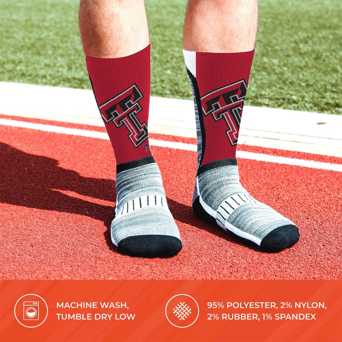 Texas Tech Red Raiders NCAA Adult State and University Crew Socks - Red