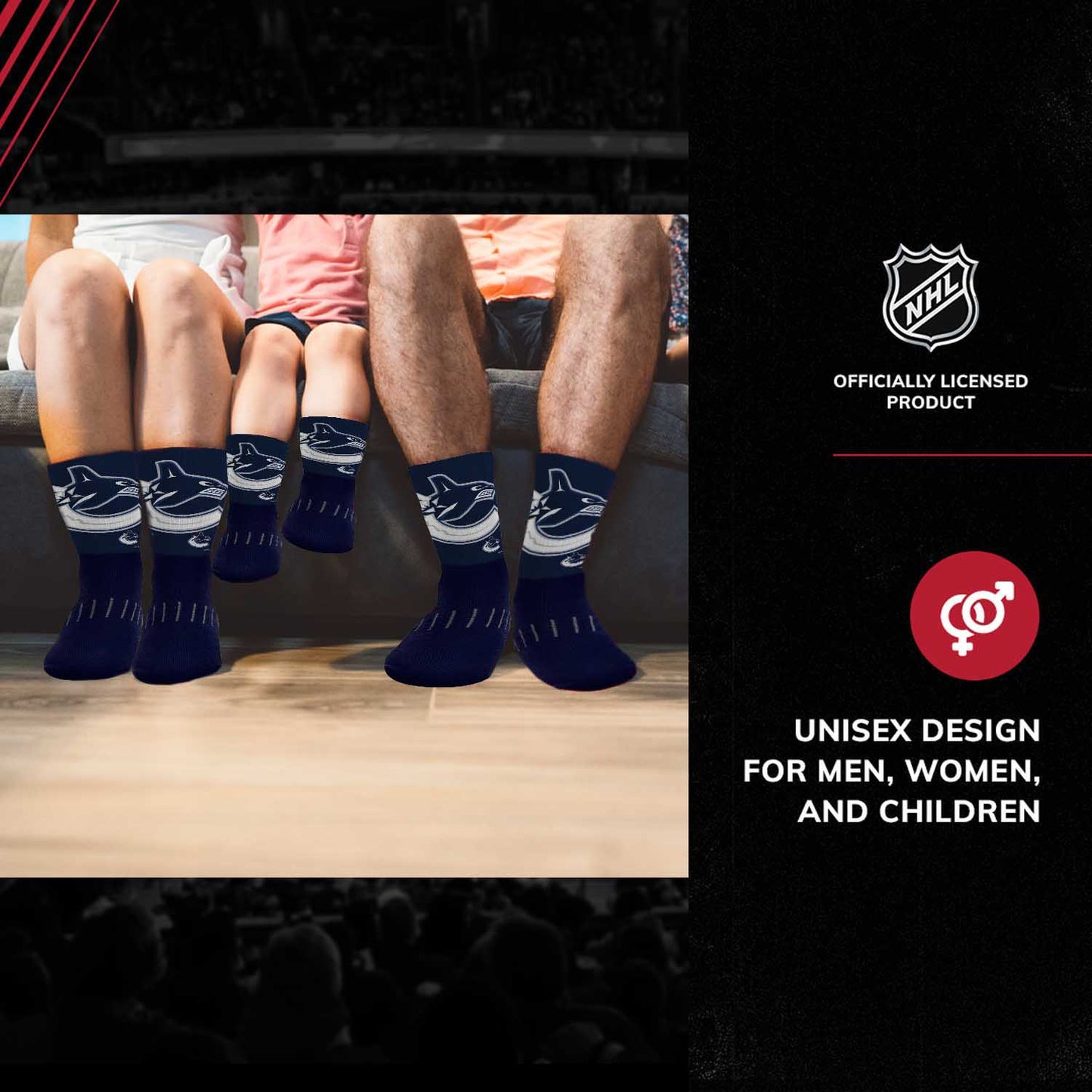 Vancouver Canucks Adult NHL Zoom Curve Team Crew Socks - Navy
