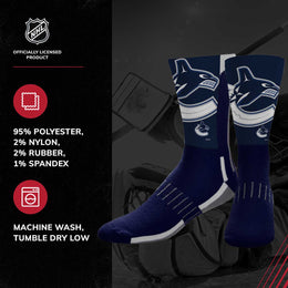 Vancouver Canucks Adult NHL Zoom Curve Team Crew Socks - Navy