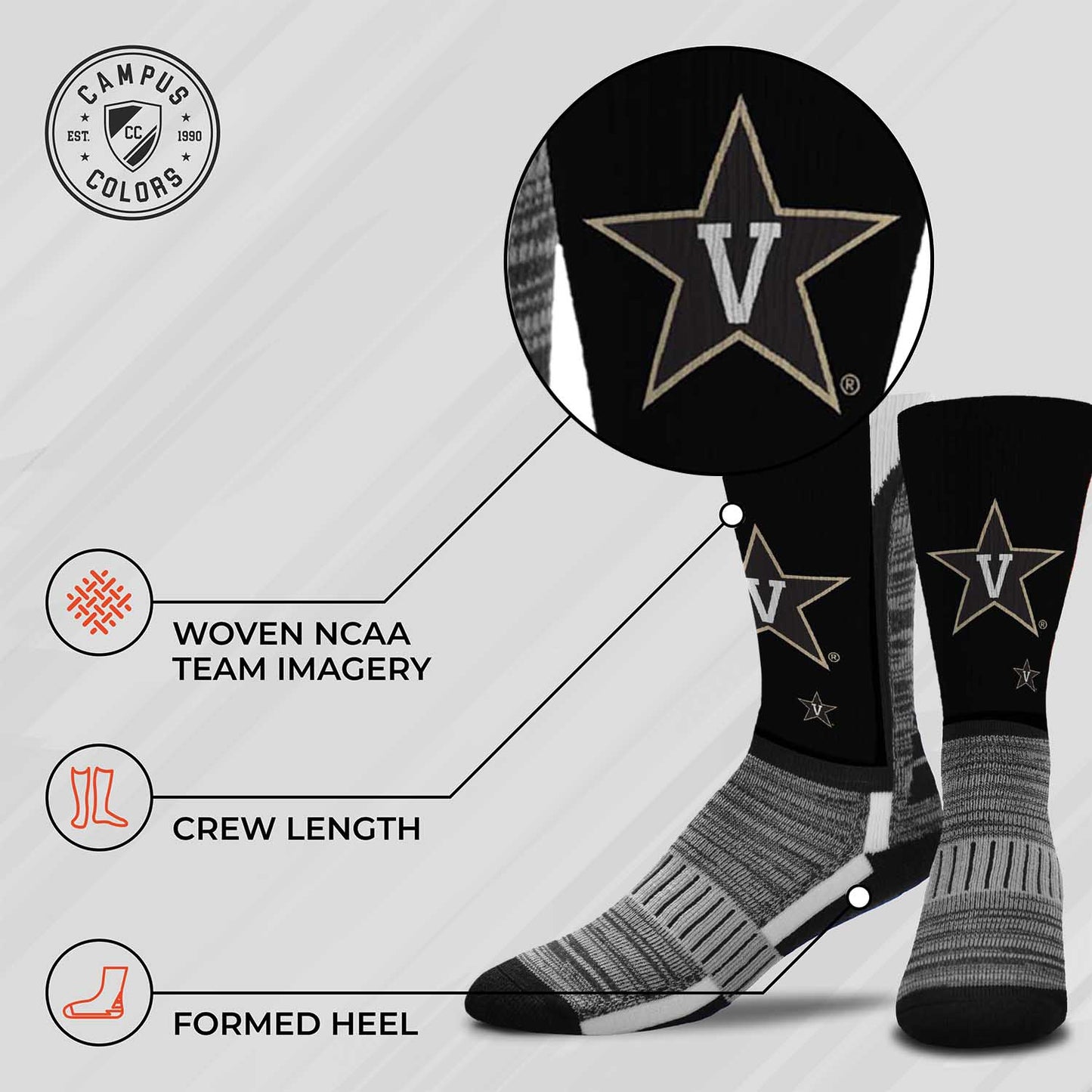 Vanderbilt Commodores NCAA Youth University Socks - Black