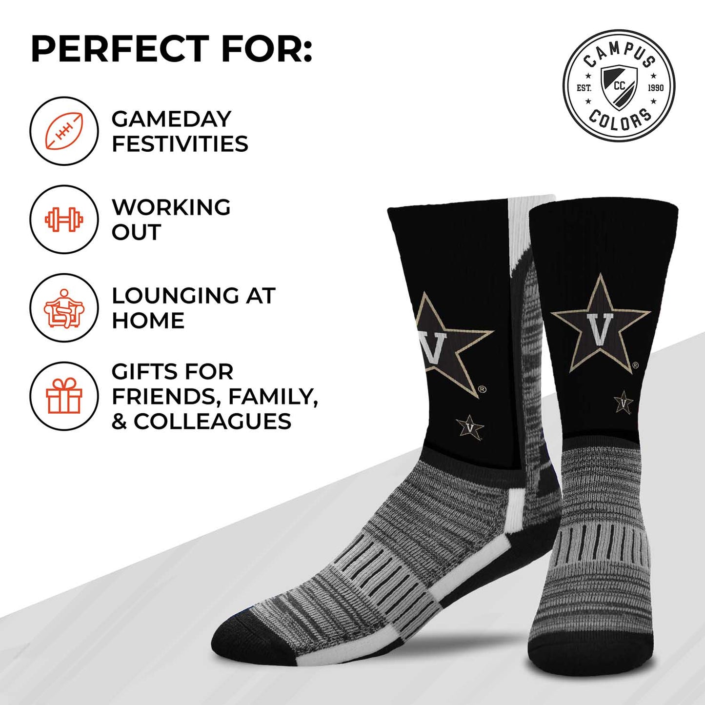 Vanderbilt Commodores NCAA Youth University Socks - Black