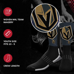 Las Vegas Golden Knights Youth NHL Zoom Curve Team Crew Socks - Black