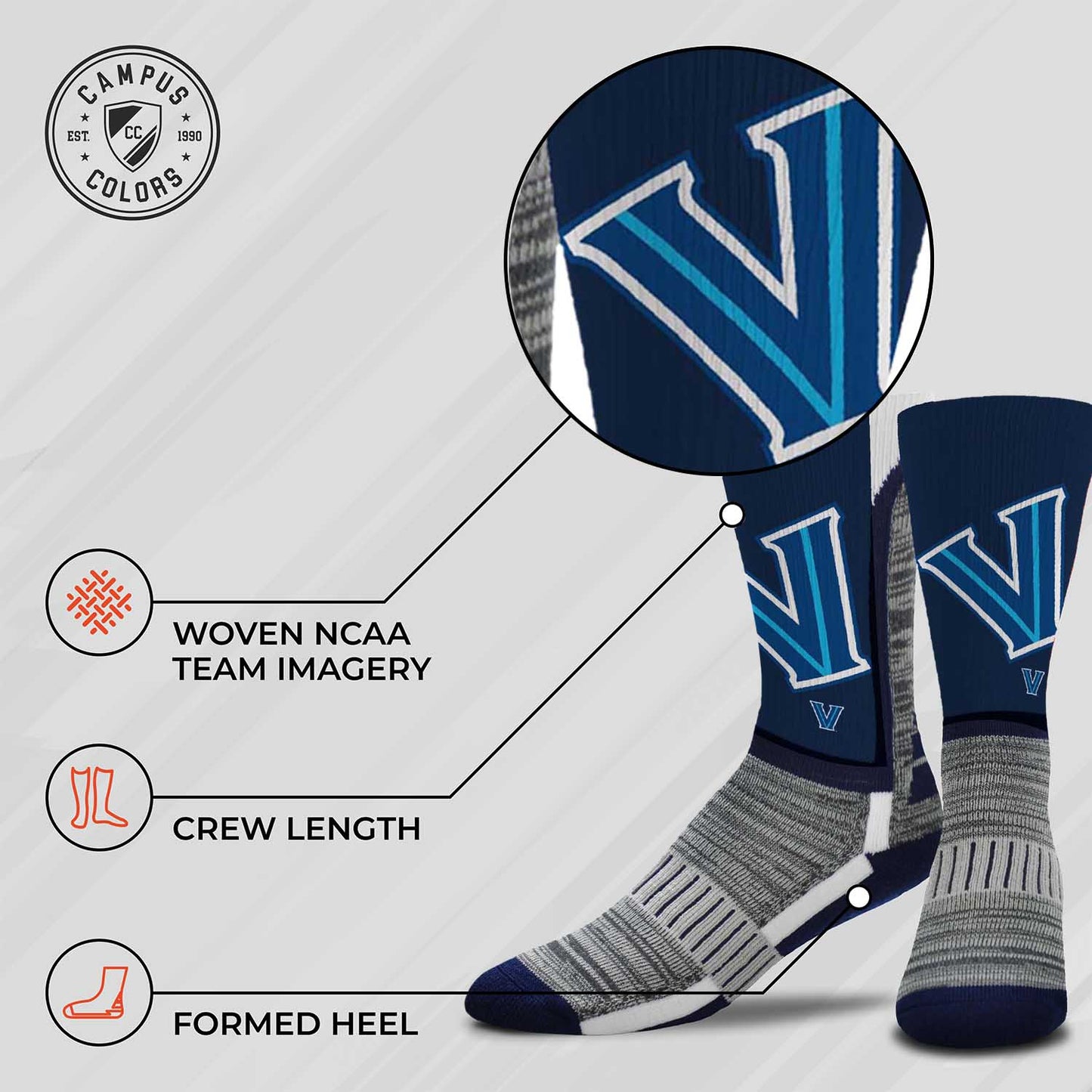 Villanova Wildcats NCAA Youth University Socks - Navy