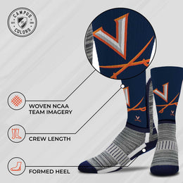 Virginia Cavaliers NCAA Striped Crew Socks Men Women - Navy