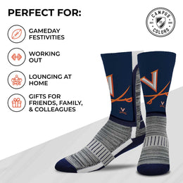Virginia Cavaliers NCAA Striped Crew Socks Men Women - Navy