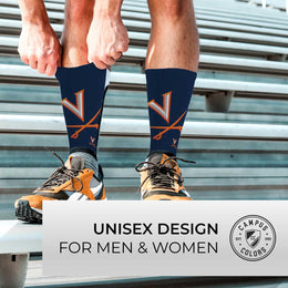 Virginia Cavaliers NCAA Striped Crew Socks Men Women - Navy