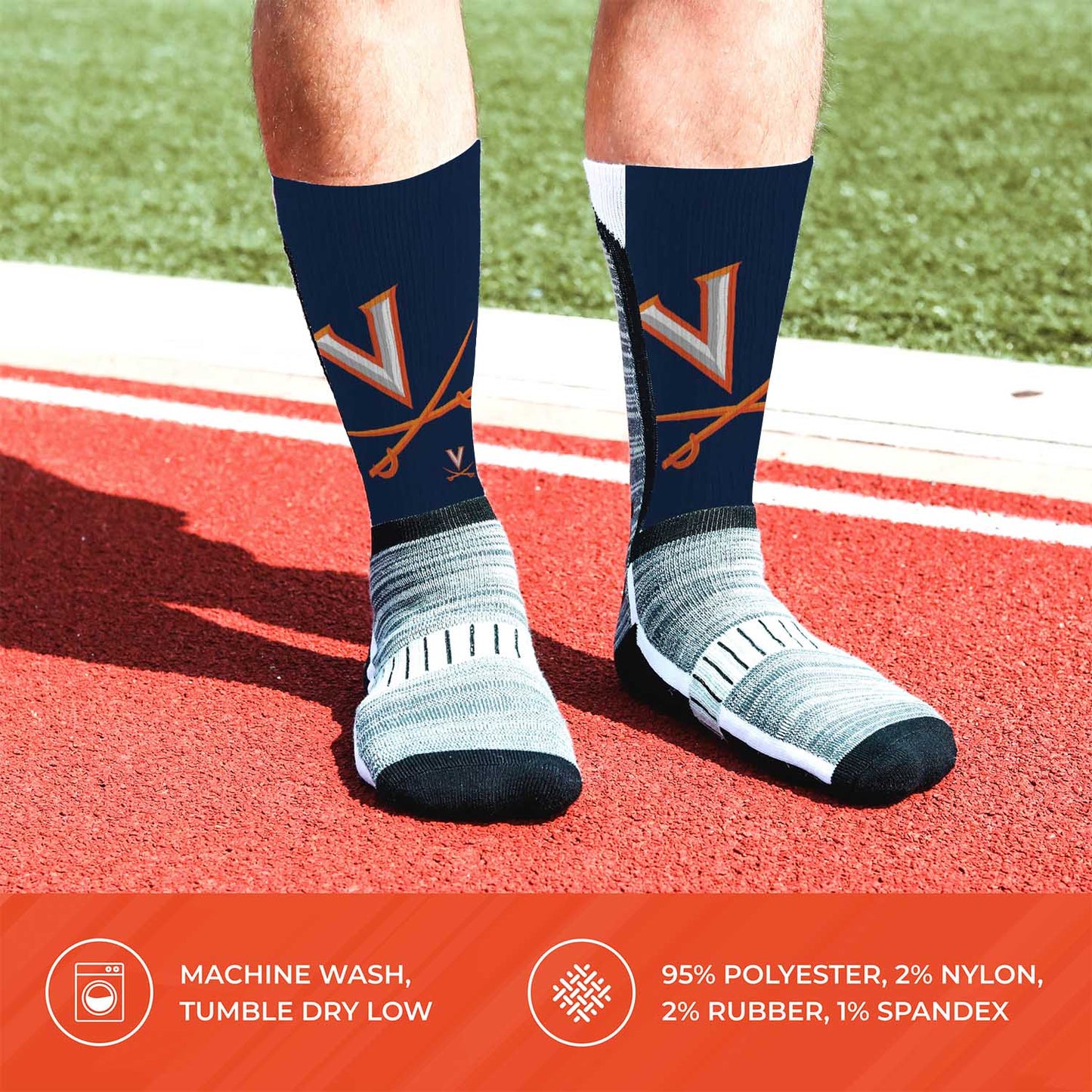 Virginia Cavaliers NCAA Striped Crew Socks Men Women - Navy