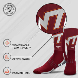 Virginia Tech Hokies NCAA Adult State and University Crew Socks - Garnet