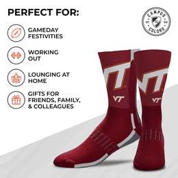 Virginia Tech Hokies NCAA Adult State and University Crew Socks - Garnet