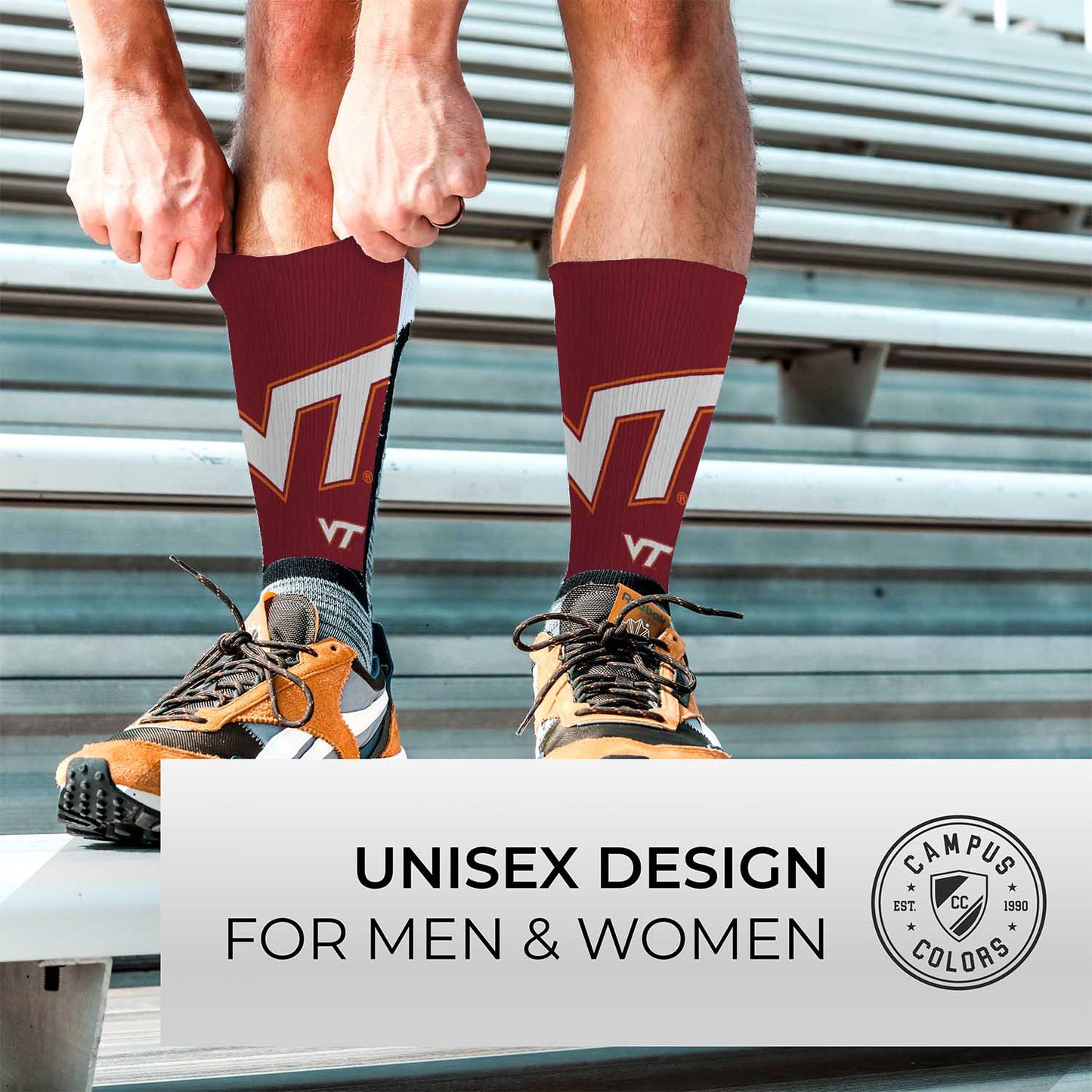 Virginia Tech Hokies NCAA Adult State and University Crew Socks - Garnet