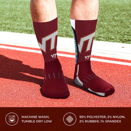 Virginia Tech Hokies NCAA Adult State and University Crew Socks - Garnet
