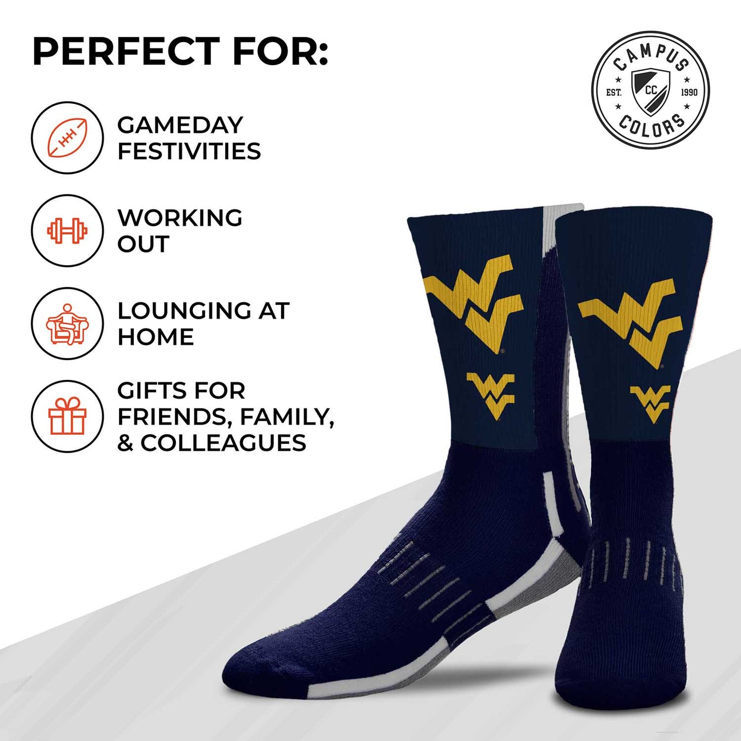 West Virginia Mountaineers NCAA Youth University Socks - Blue
