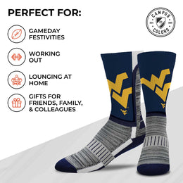 West Virginia Mountaineers NCAA Adult State and University Crew Socks - Navy