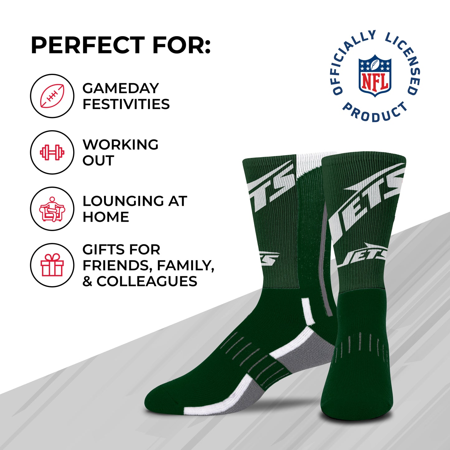 New York Jets NFL V Curve  Socks - Forest Green