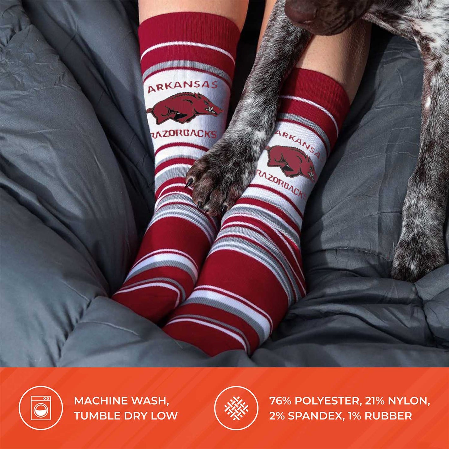 Arkansas Razorbacks Collegiate University Striped Dress Socks - Maroon