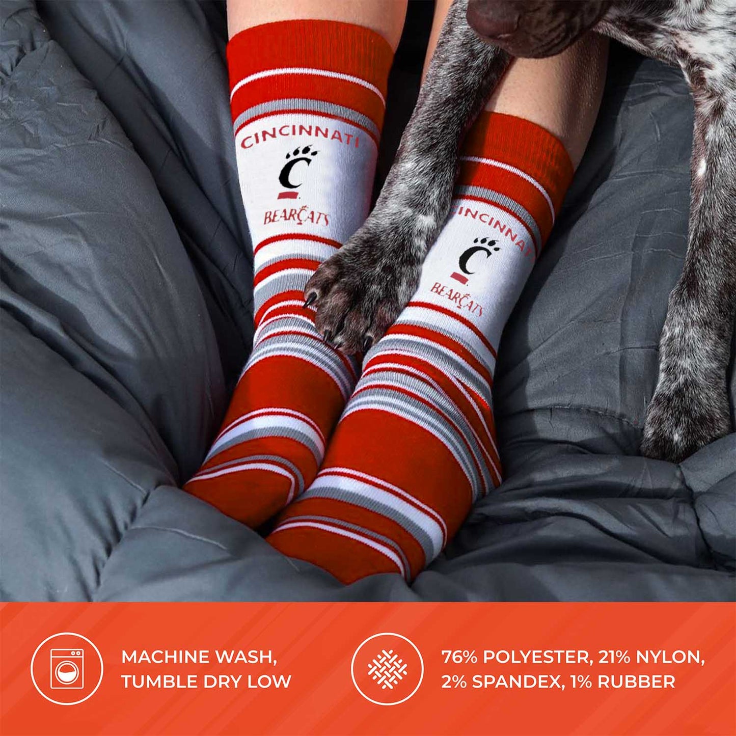 Cincinnati  Bearcats Collegiate University Striped Dress Socks - Red