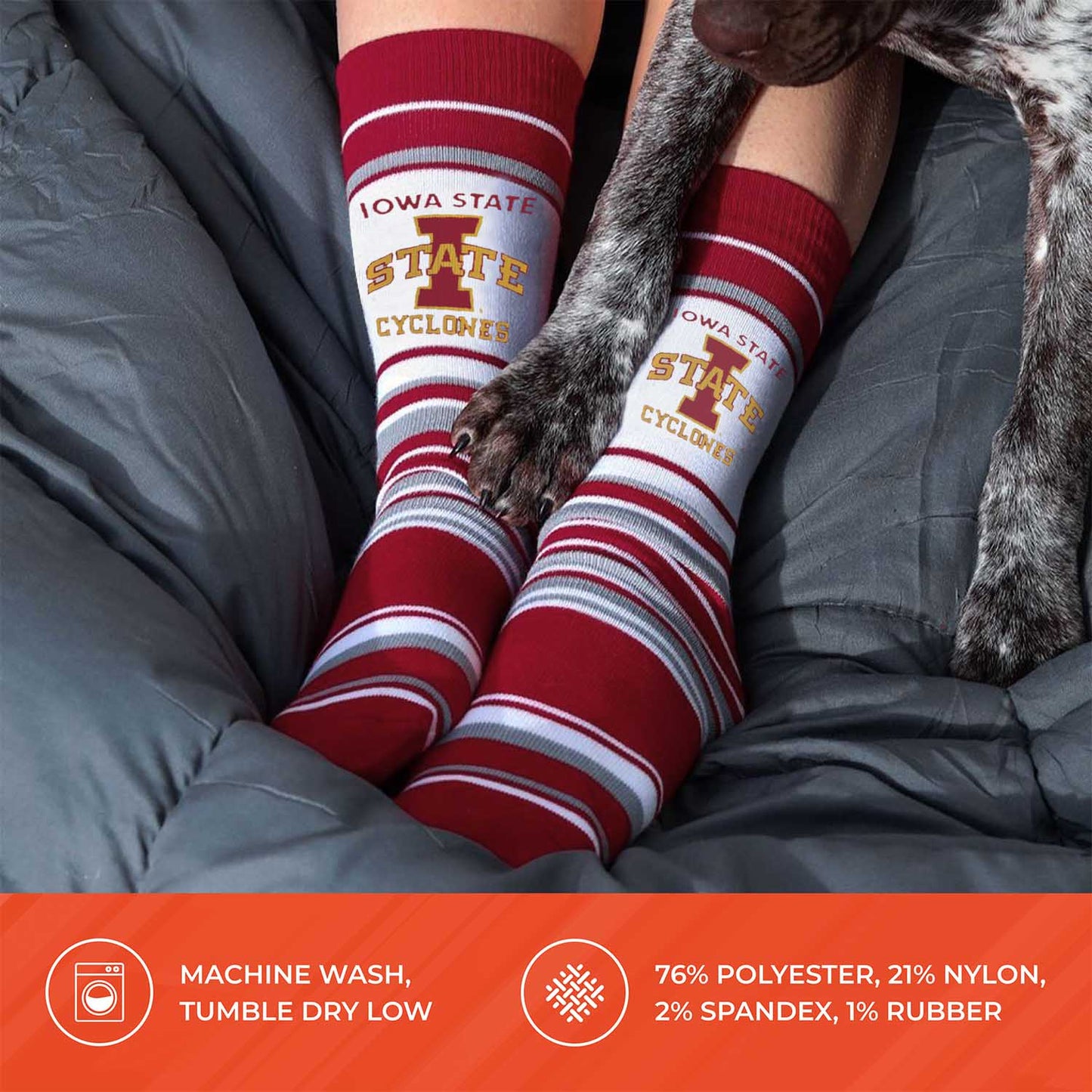 Iowa State Cyclones Collegiate University Striped Dress Socks - Maroon
