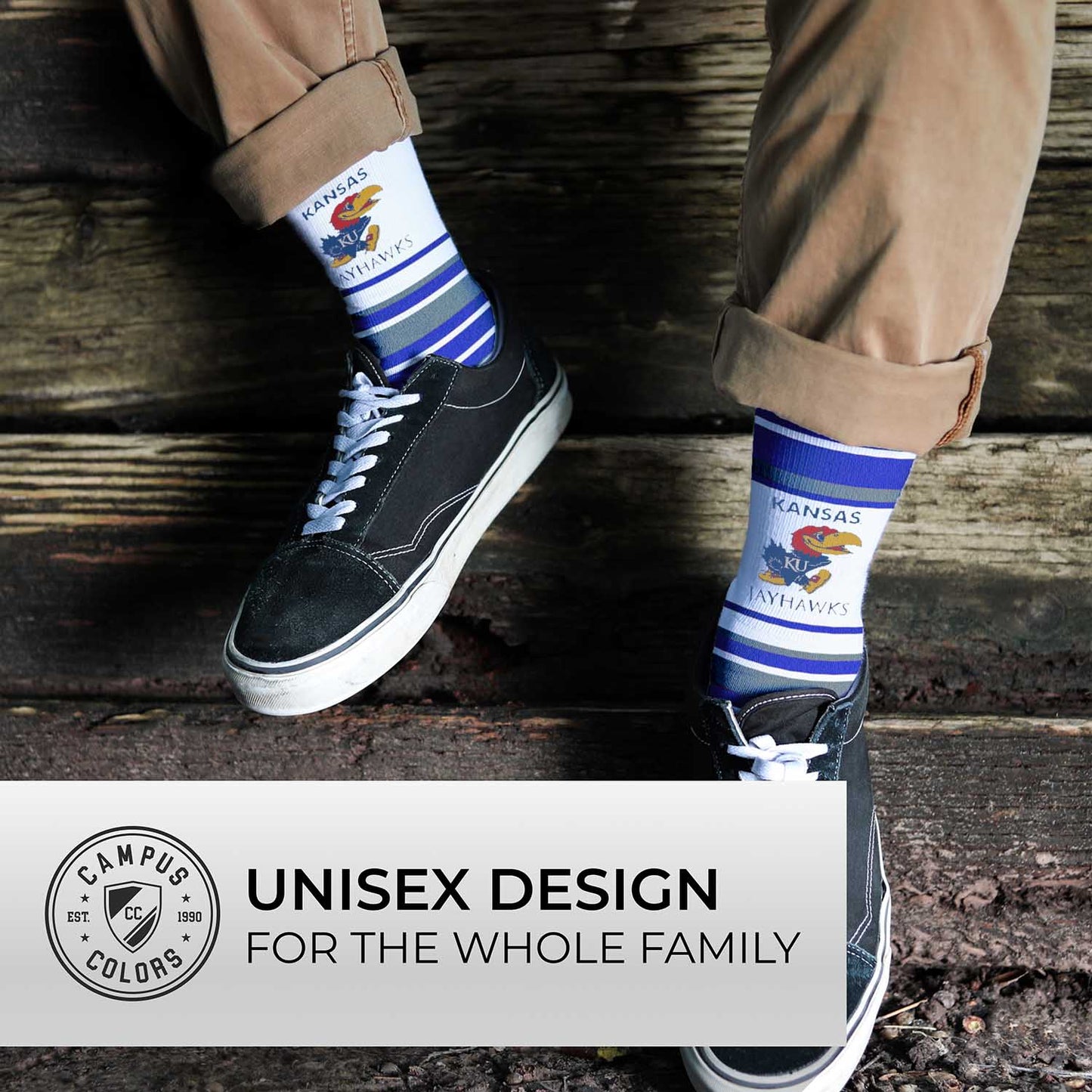 Kansas Jayhawks Collegiate University Striped Dress Socks - Royal