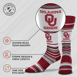 Oklahoma Sooners Collegiate University Striped Dress Socks - Maroon