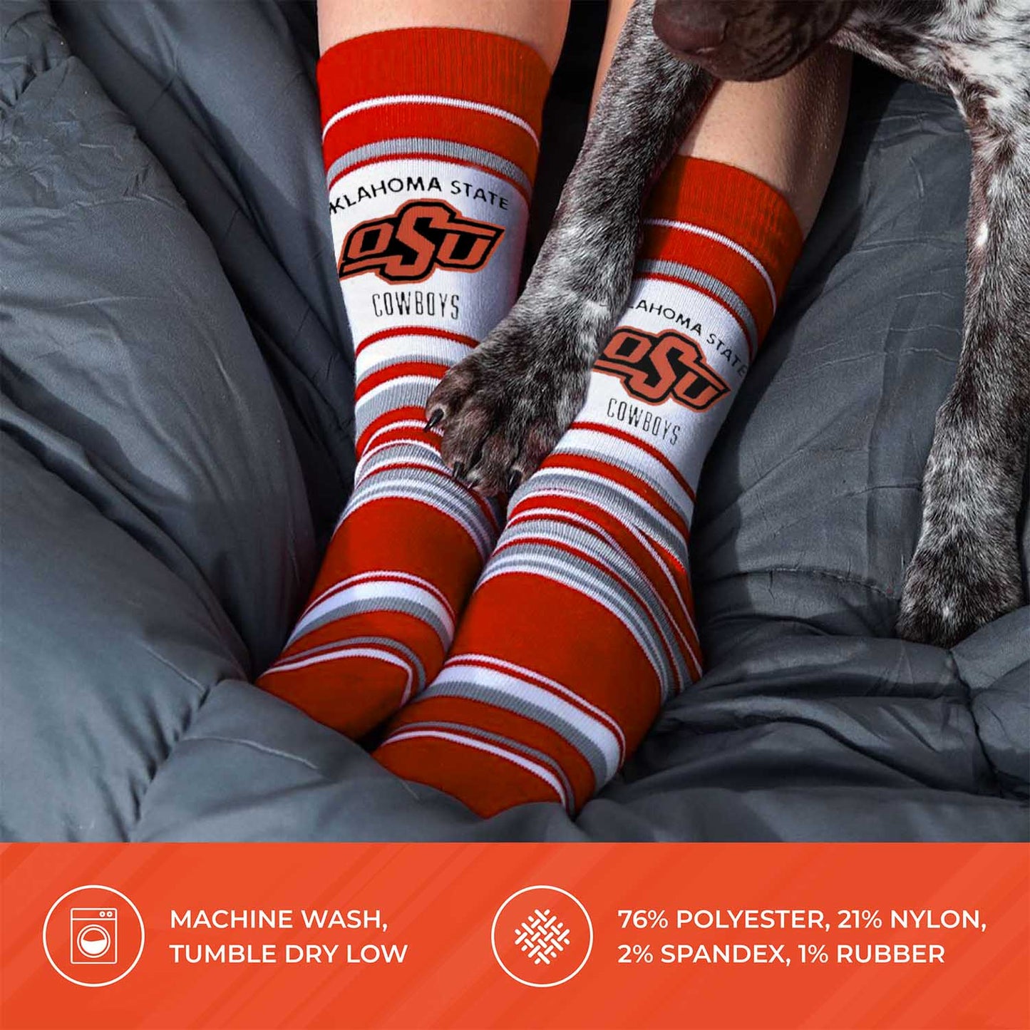 Oklahoma State Cowboys Collegiate University Striped Dress Socks - Orange