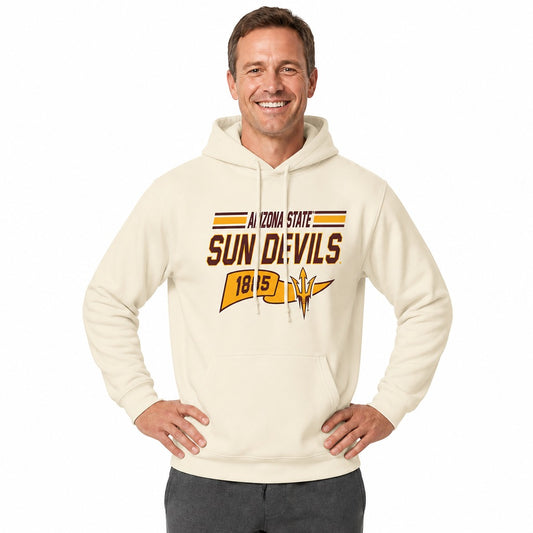 Arizona State Sun Devils  NCAA Varsity Club Pennant Hoodie Fleece Men Women - Off White