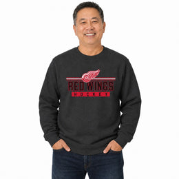 Detroit Red Wings  NHL True Fan Fleece Crewneck Sweatshirt Men Women - Charcoal