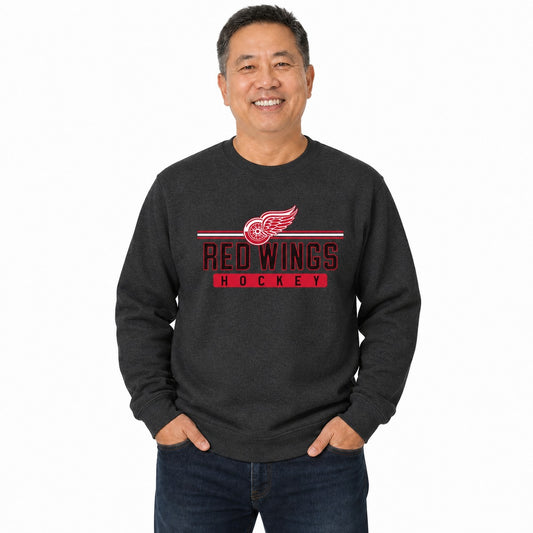 Detroit Red Wings  NHL True Fan Fleece Crewneck Sweatshirt Men Women - Charcoal